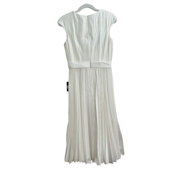 Ieena For Mac Duggal Cap Sleeve Belted A-Line Midi Dress White Women's Size 6 - Picture 6 of 12